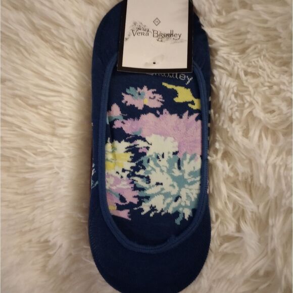 🆕🧦Vera Bradley Navy Floral, Striped and Purple - Low Cut Liner 3 Pk - Picture 2 of 3